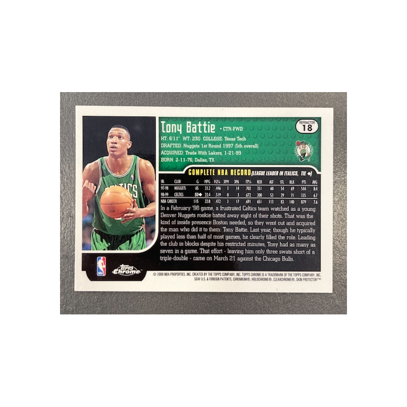 TONY BATTIE 1999-00 TOPPS CHROME REFRACTOR 18