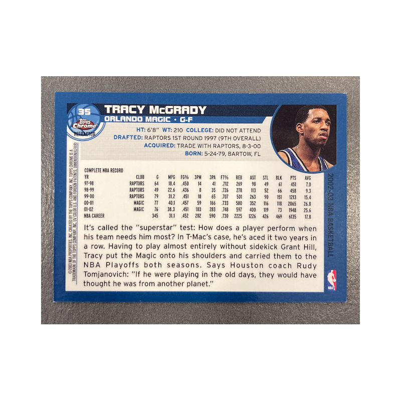 TRACY McGRADY 2002-03 TOPPS CHROME REFRACTOR 35