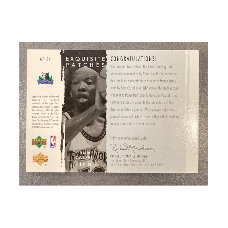 SAM CASSELL 2003-04 UD EXQUISITE COLLECTION AUTO PATCHES 87/100