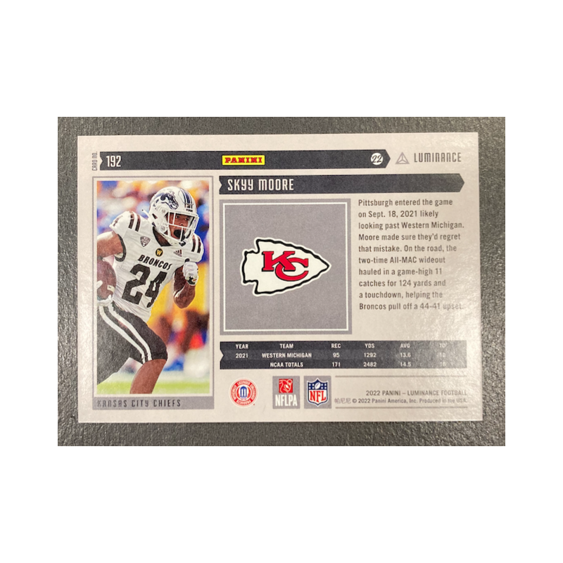 SKYY MOORE 2022 PANINI LUMINANCE ORANGE ROOKIE /50