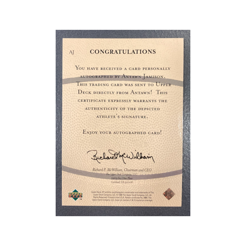 ANTAWN JAMISON 1998-99 UD SP ROOKIE EDITION AUTO