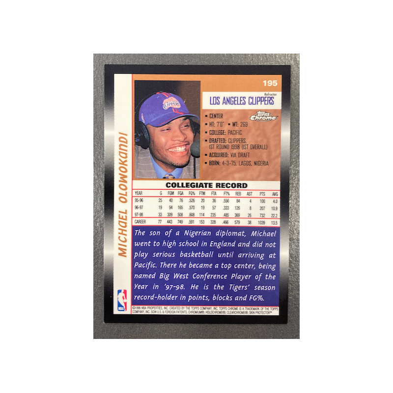 MICHAEL OLOWOKANDI 1998-99 TOPPS CHROME REFRACTOR RC 195