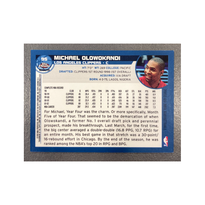 MICHAEL OLOWOKANDI 2002-03 TOPPS CHROME REFRACTOR 95