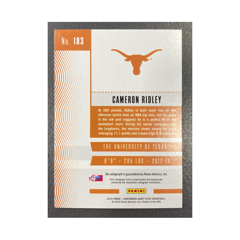 CAMERON RIDLEY 2016 PANINI CONTENDERS AUTO