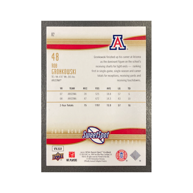 ROB GRONKOWSKI 2010 UPPER DECK SWEET SPOT