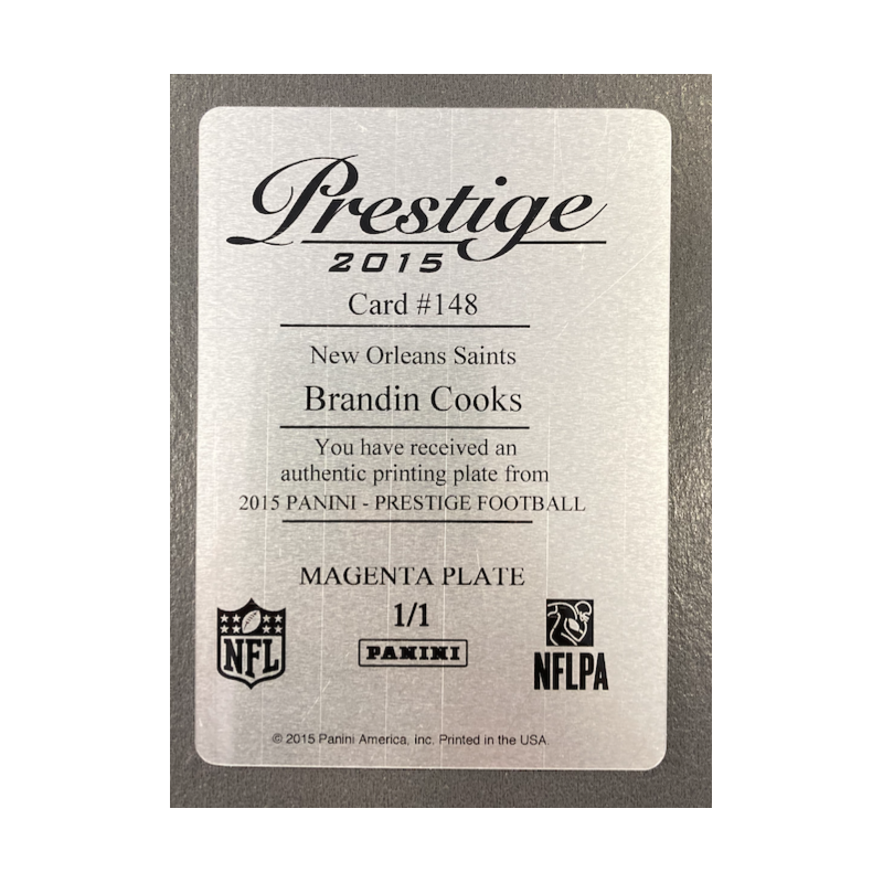 BRANDIN COOK 2015 PANINI PRESTIGE MAGENTA PLATE 1/1
