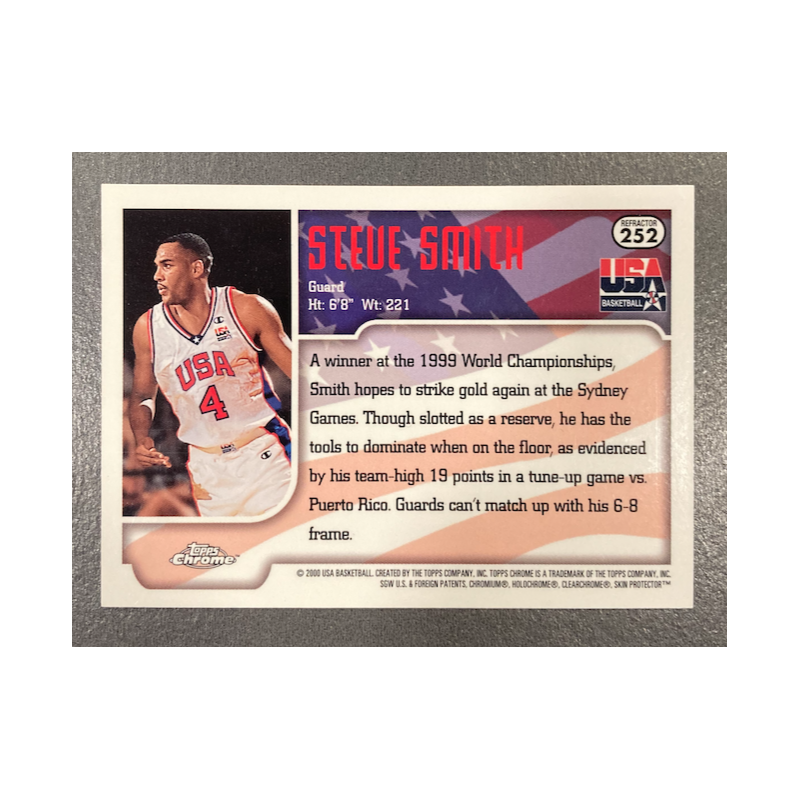 STEVE SMITH 1999-00 TOPPS CHROME REFRACTOR USA BASKETBALL 252
