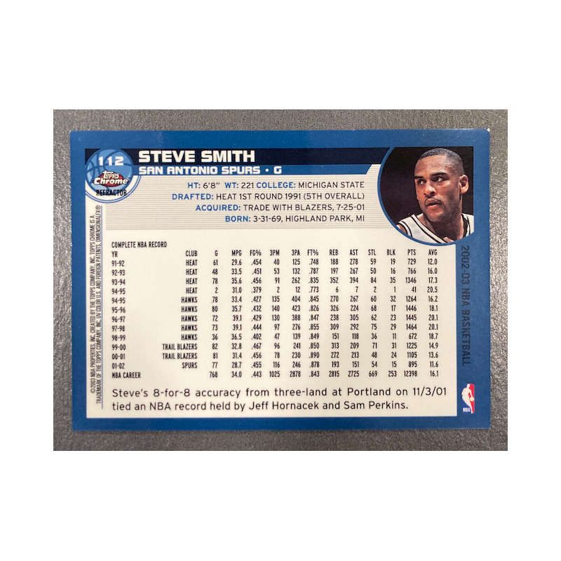 STEVE SMITH 2002-03 TOPPS CHROME REFRACTOR 112