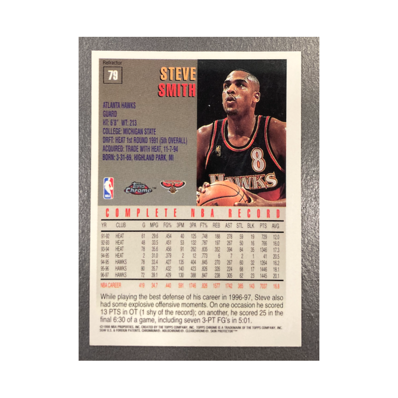 STEVE SMITH 1997-98 TOPPS CHROME REFRACTOR 79