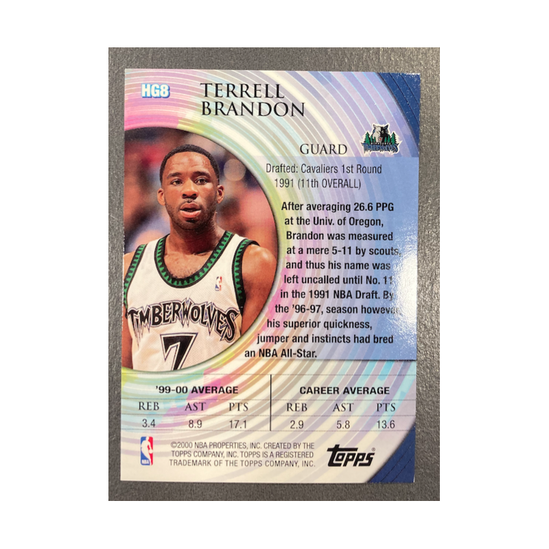 TERRELL BRANDON 2000-01 TOPPS HIDEN GEMS HG8