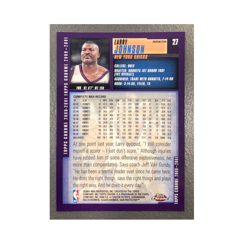 LARRY JOHNSON 2000-01 TOPPS CHROME REFRACTOR 27
