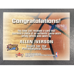 ALLEN IVERSON 2000-01 FLEER PREMIUM NAME GAME PATCH 13/50