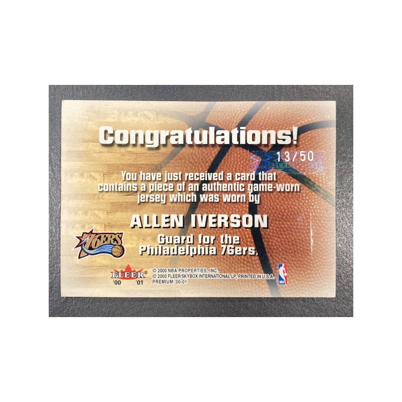ALLEN IVERSON 2000-01 FLEER PREMIUM NAME GAME PATCH 13/50
