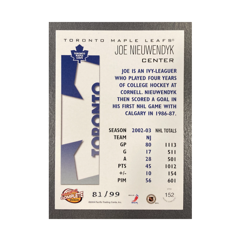 JOE NIEUWENDYK 2003-04 PACIFIC COMPLETE RED 81/99