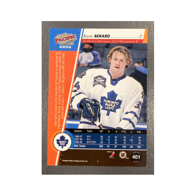 BRYAN BERARD 1999-00 PACIFIC ICE BLUE 56/75
