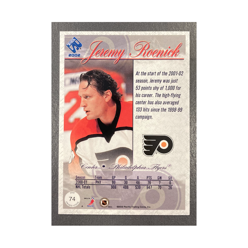 JEREMY ROENICK 2001-02 PACIFIC PRIVATE STOCK GOLD 54/106
