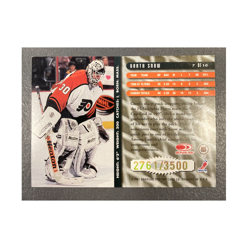 GARTH SNOW 1997-98 DONRUSS BETWEEN THE PIPES 2761/3000