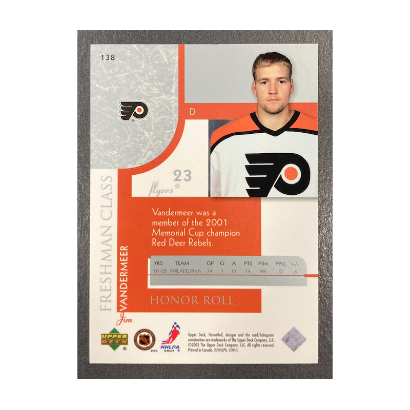 JIM VANDERMEER 2002-03 UPPER DECK HONOR ROLL RC 1268/1499