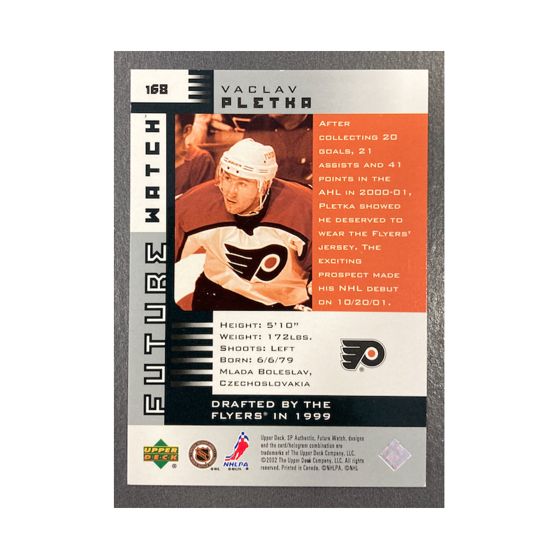 VACLAV PLETKA 2001-02 UD SP AUTHENTIC RC 571/900