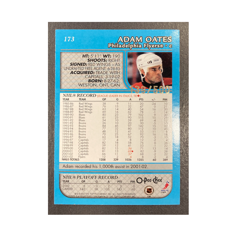 ADAM OATES 2002-03 TOPPS O-PEE-CHEE BLUE 139/500