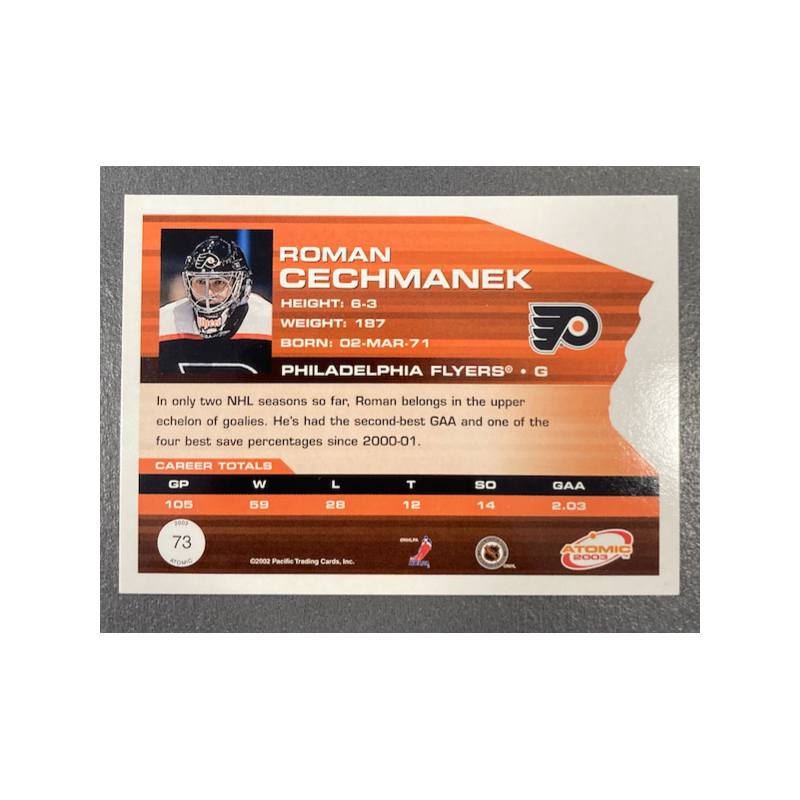ROMAN CECHMANEK 2002-03 PACIFIC ATOMIC HOBBY PARELLELE 461/775