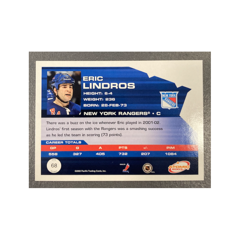 ERIC LINDROS 2002-03 PACIFIC ATOMIC HOBBY PARELLELE 420/775