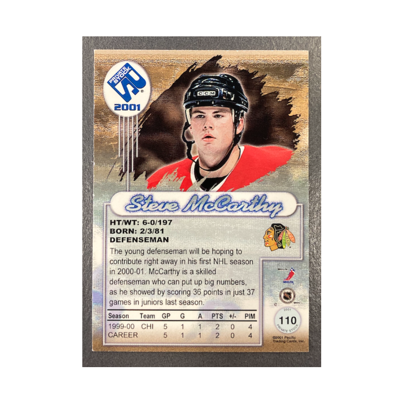 STEVEN McCARTHY 2000-01 PACIFIC PRIVATE STOCK ROOKIE 152/155