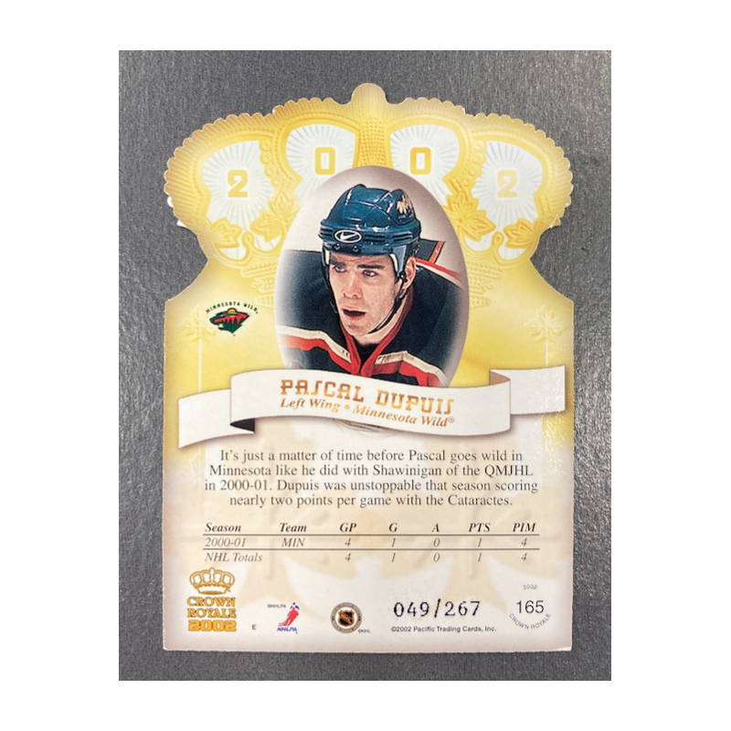 PASCAL DUPUIS 2001-02 PACIFIC CROWN ROYALE DIE CUT RC 49/267