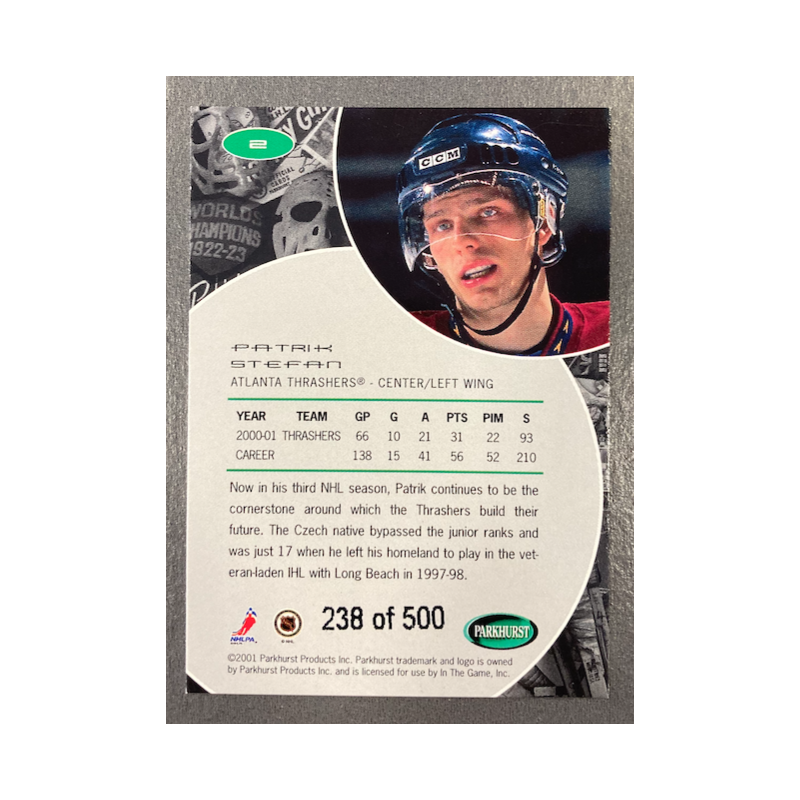 PATRIK STEFAN 2001-02 PARKHURST SILVER 238/500 - EXMT CONDITION