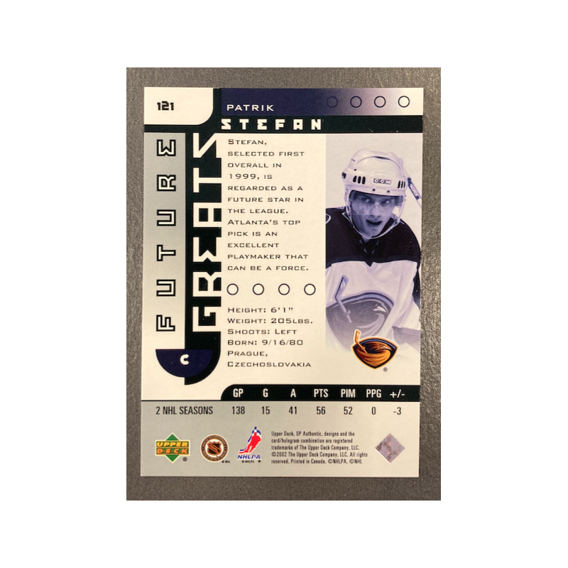 PATRIK STEFAN 2001-02 UD SP AUTHENTIC FUTURE GREATS 964/3000