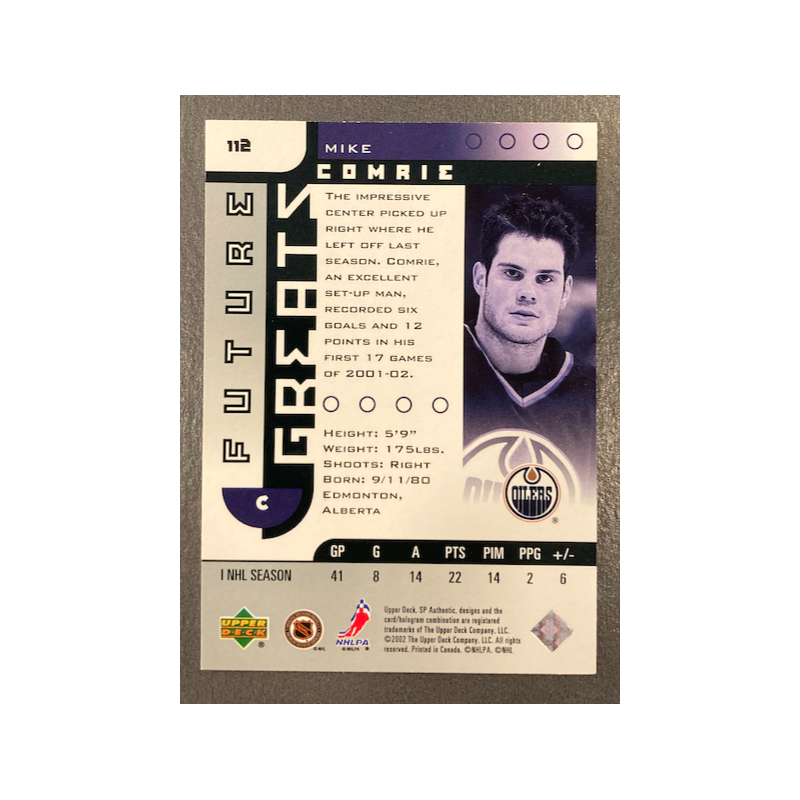MIKE COMRIE 2001-02 UD SP AUTHENTIC FUTURE GREATS 1380/3000