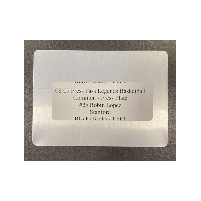 ROBIN LOPEZ 2008-09 PRESS PASS LEGENDS PRESS PLATES BLACK 1/1