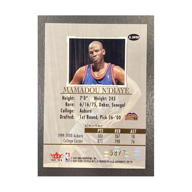 MAMADOU N'DIAYE 2000-01 FLEER AUTHORITY PROMINENCE 58/75
