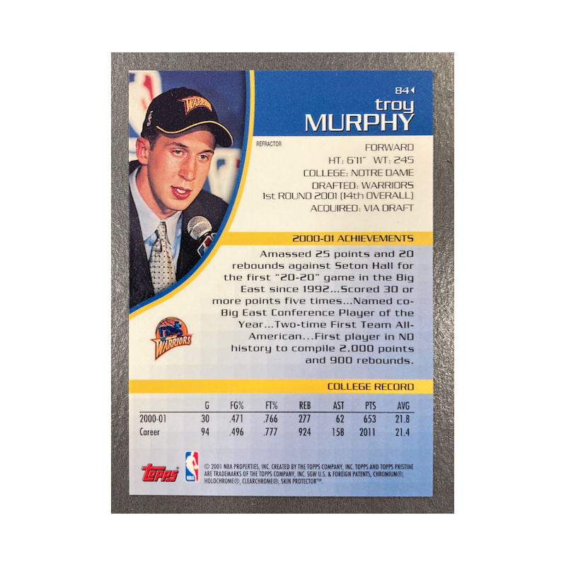 TROY MURPHY 2001-02 TOPPS PRISTINE REFRACTOR RC 84