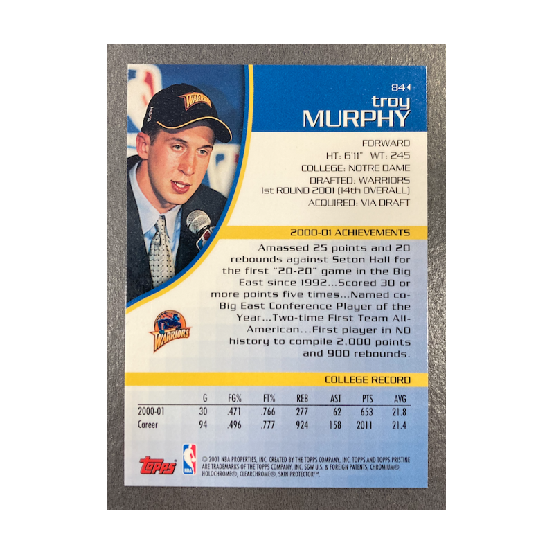 TROY MURPHY 2001-02 TOPPS PRISTINE RC 84