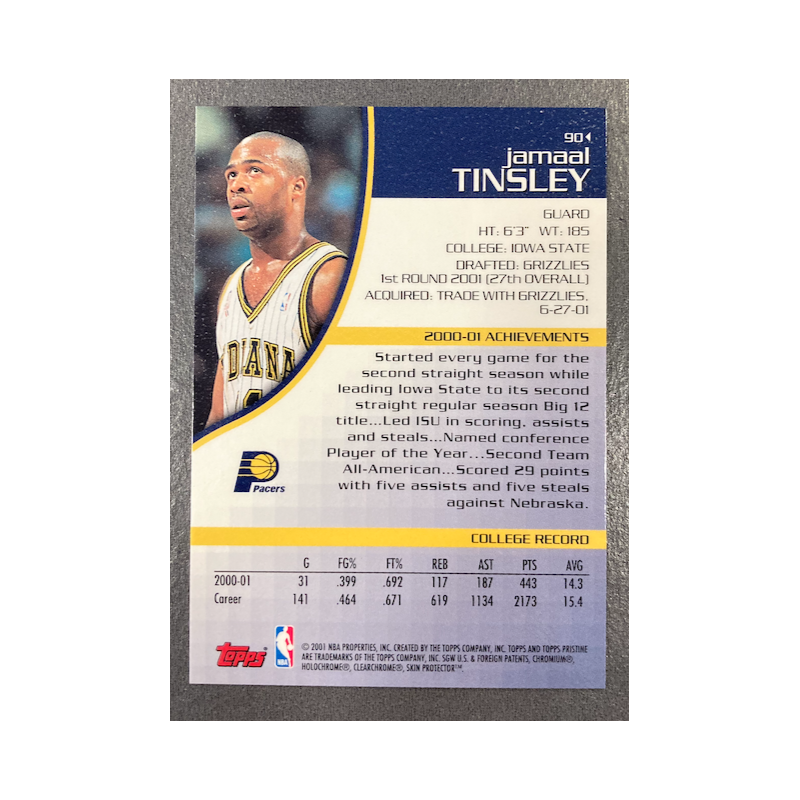 JAMAAL TINSLEY 2001-02 TOPPS PRISTINE RC 90