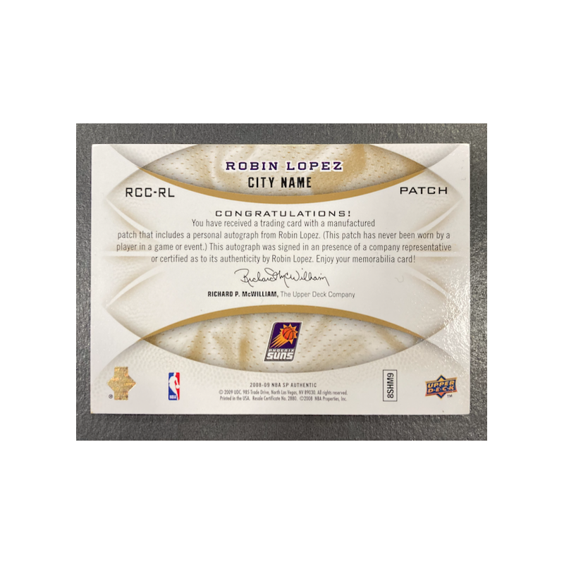ROBIN LOPEZ 2008-09 UD SP AUTHENTIC RECRUITING CLASS CITY NAME LETTER "H" 1/1