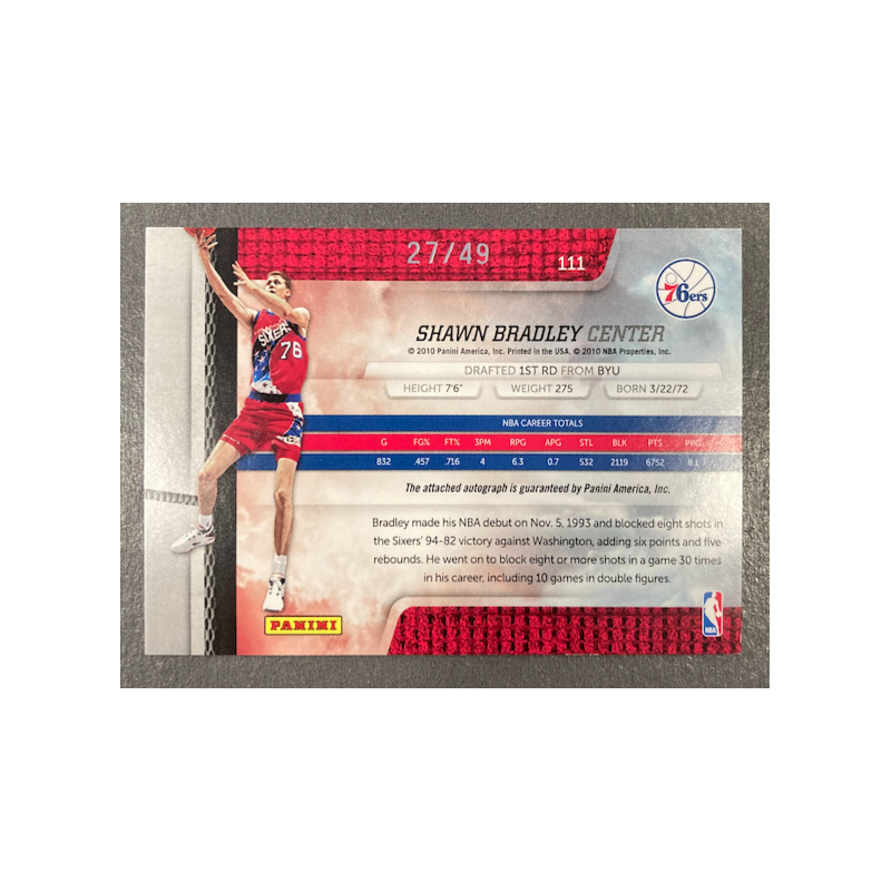 SHAWN BRADLEY 2010 PANINI ABSOLUTE MEMORABILIA SIGNATURES SPECTRUM GOLD 27/49