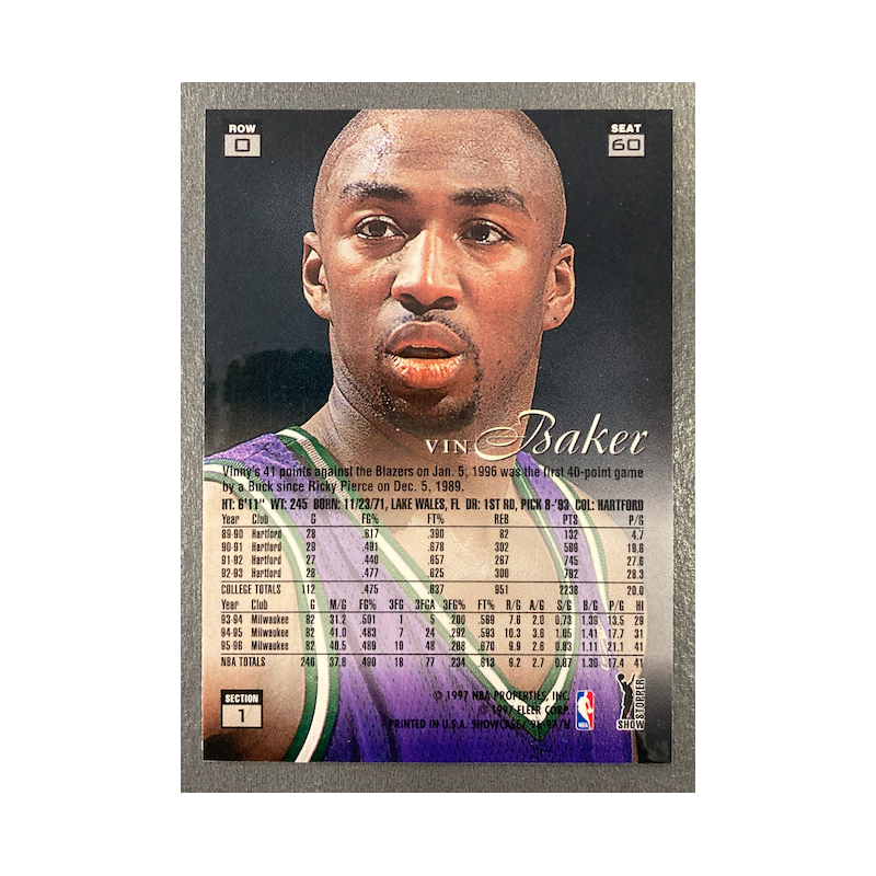 VIN BAKER 1996-97 FLAIR SHOWCASE ROW 0