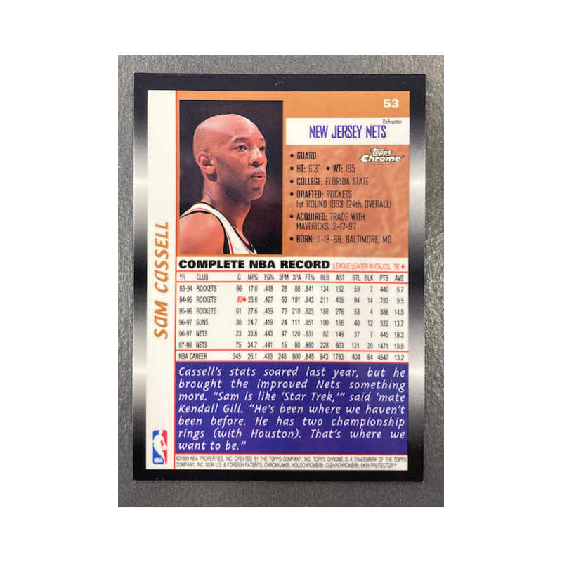 SAM CASSELL 1998-99 TOPPS CHROME REFRACTOR 53