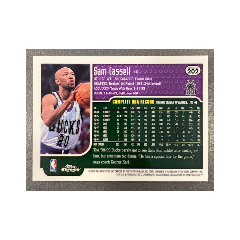 SAM CASSELL 1999-00 TOPPS CHROME REFRACTOR 202