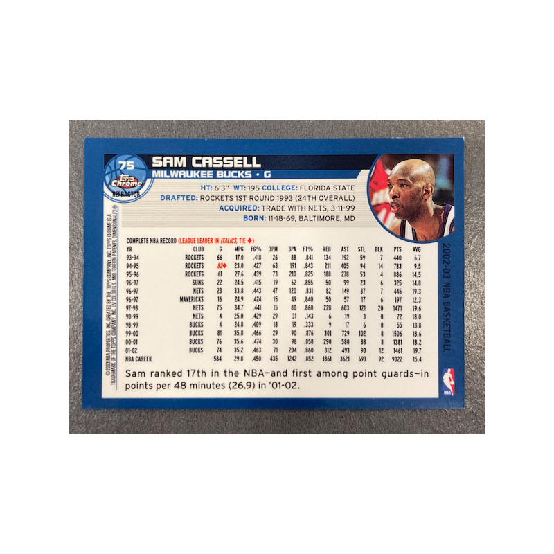 SAM CASSELL 2002-03 TOPPS CHROME REFRACTOR 75