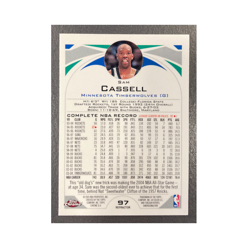 SAM CASSELL 2004-05 TOPPS CHROME REFRACTOR 97