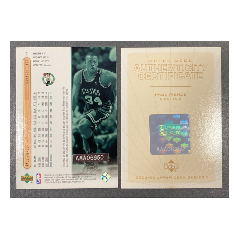 PAUL PIERCE 2002-03 UPPER DECK BUYBACK AUTO 9/9 ON UD 01-02