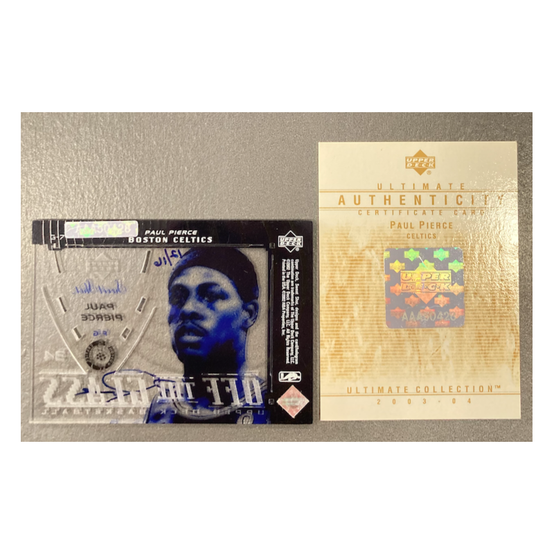 PAUL PIERCE 2003-04 UD ULTIMATE BUYBACK AUTO 12/16 ON SWEET SHOT OFF THE GLASS