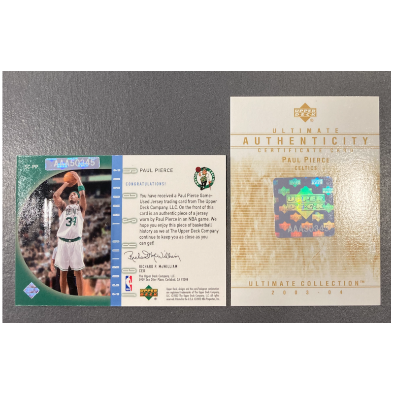 PAUL PIERCE 2003-04 UD ULTIMATE BUYBACK AUTO 1/7 ON UD SCORING THREADS