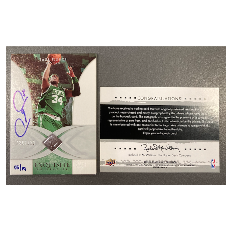 PAUL PIERCE 2009-10 EXQUISITE BUYBACK AUTO 03/19 ON EXQUISITE 06-07