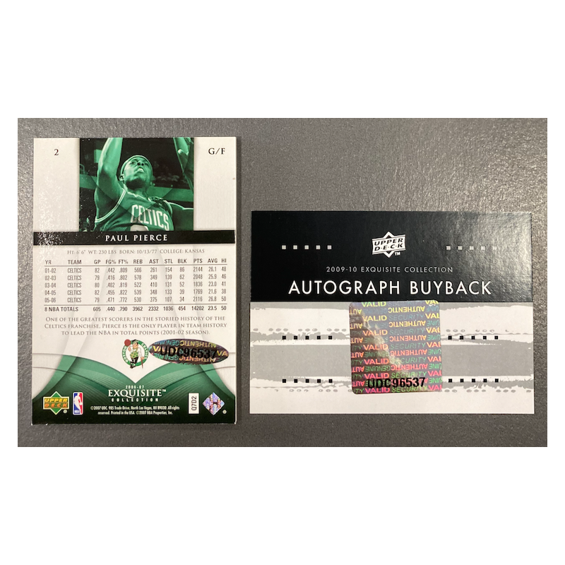 PAUL PIERCE 2009-10 EXQUISITE BUYBACK AUTO 05/19 ON EXQUISITE 06-07