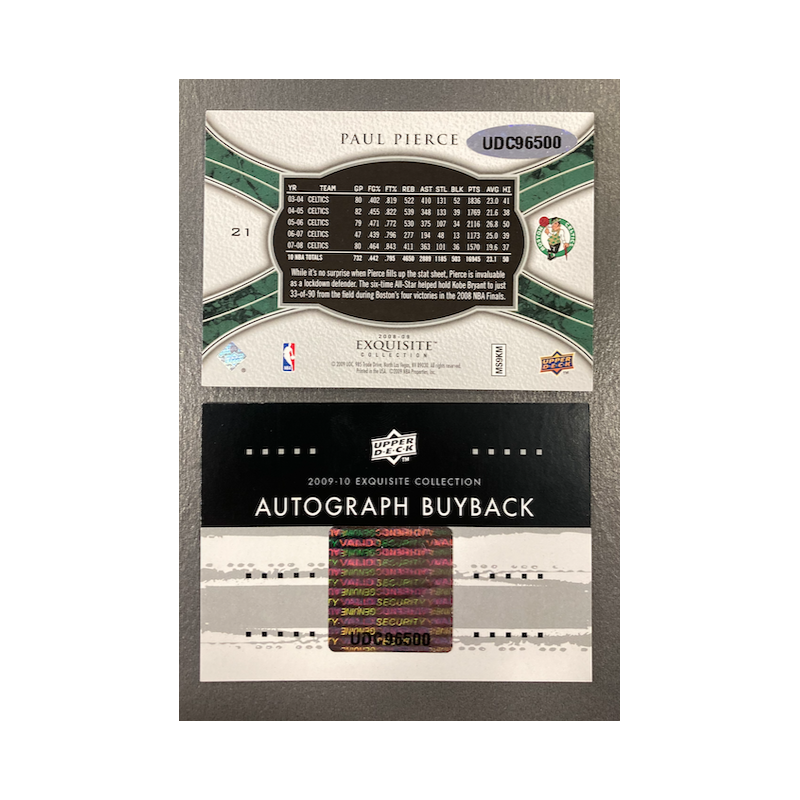 PAUL PIERCE 2009-10 EXQUISITE BUYBACK AUTO 03/13 ON EXQUISITE 08-09