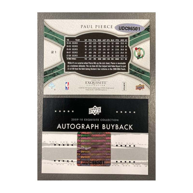 PAUL PIERCE 2009-10 EXQUISITE BUYBACK AUTO 03/13 ON EXQUISITE 08-09